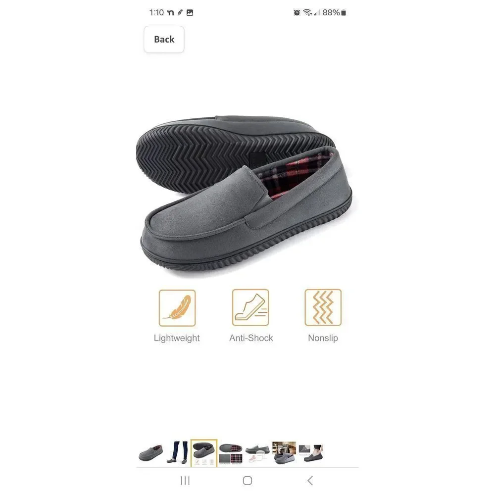 New Size 9 Rock Dove Grey Alexander Flannel Lined Loafer Slippers House Shoe NWT - Picture 3 of 12